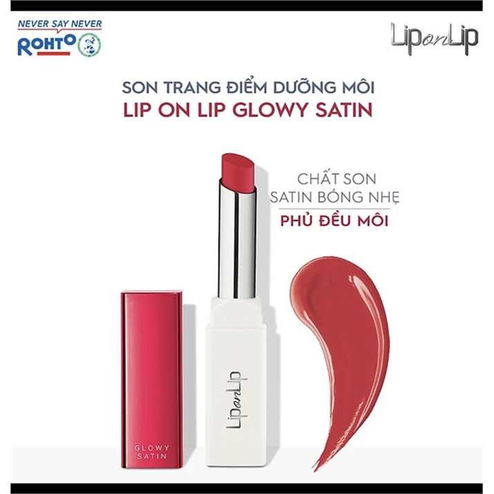 Son thỏi dưỡng môi trang điểm chất son satin Lip On Lip Glowy Satin 2.2g 1 1